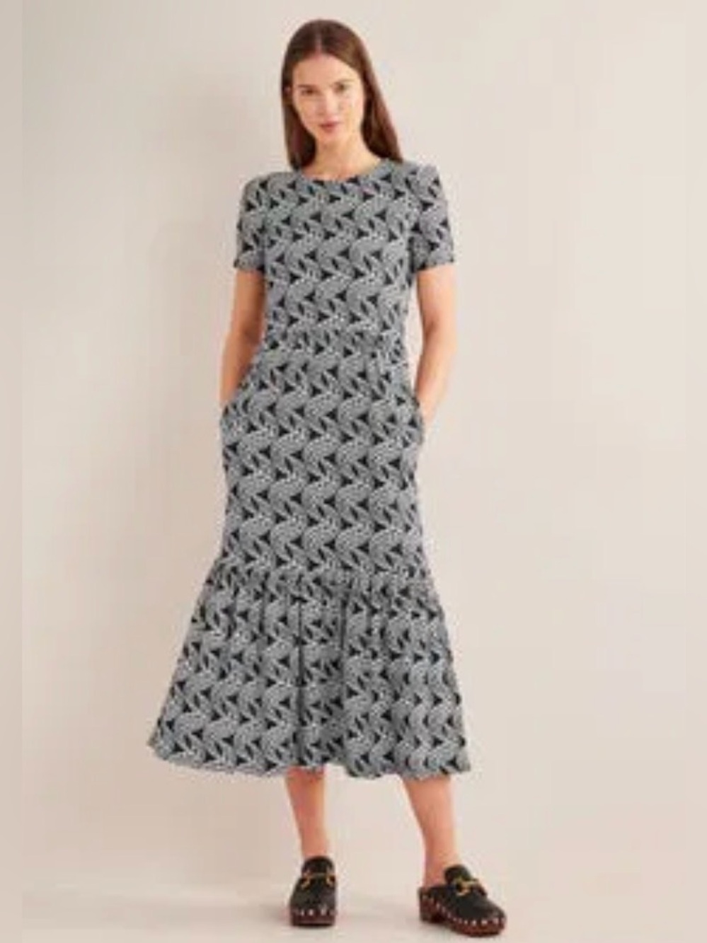 BODEN Tiered T-Shirt Midi Dress 16/18